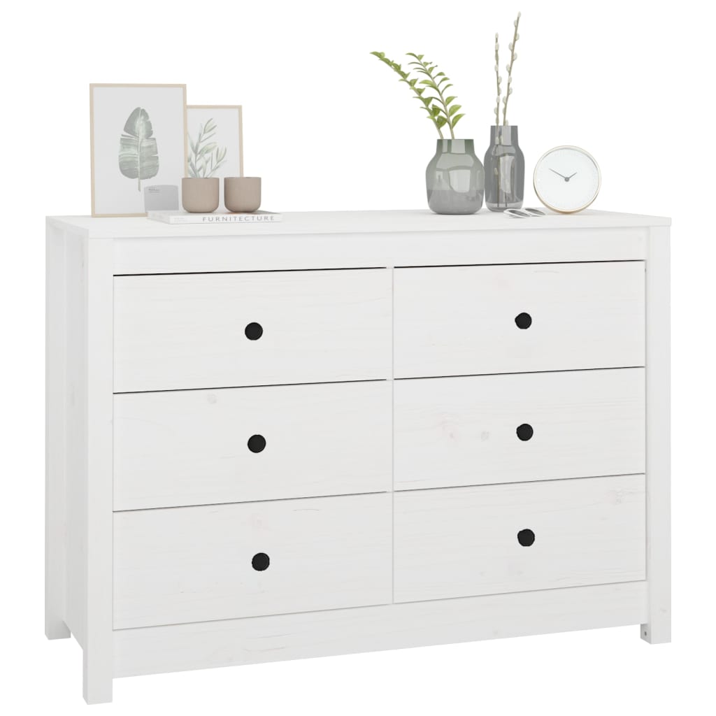 vidaXL Komoda, biały, 100x40x72 cm, lite drewno sosnowe