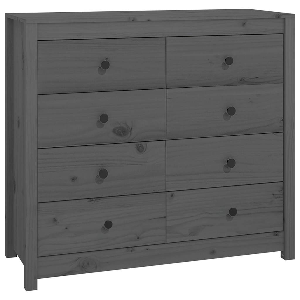 vidaXL Komoda, szary, 100x40x90 cm, lite drewno sosnowe