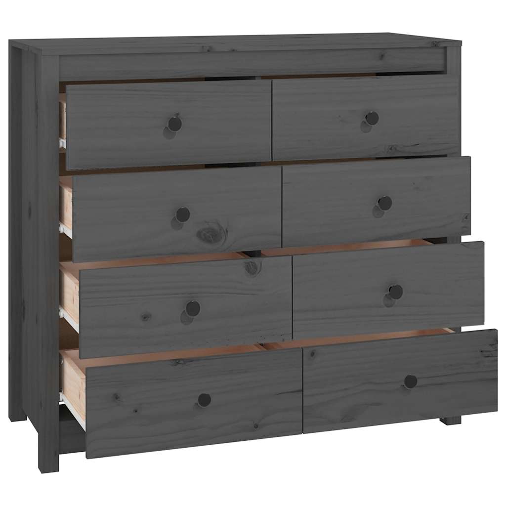 vidaXL Komoda, szary, 100x40x90 cm, lite drewno sosnowe