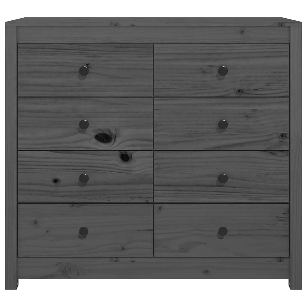 vidaXL Komoda, szary, 100x40x90 cm, lite drewno sosnowe