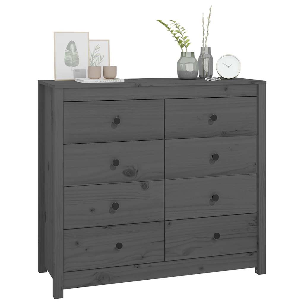 vidaXL Komoda, szary, 100x40x90 cm, lite drewno sosnowe