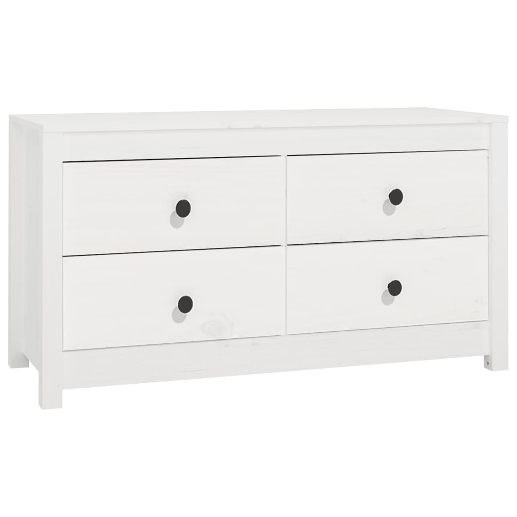 vidaXL Komoda, biały, 100x40x54 cm, lite drewno sosnowe