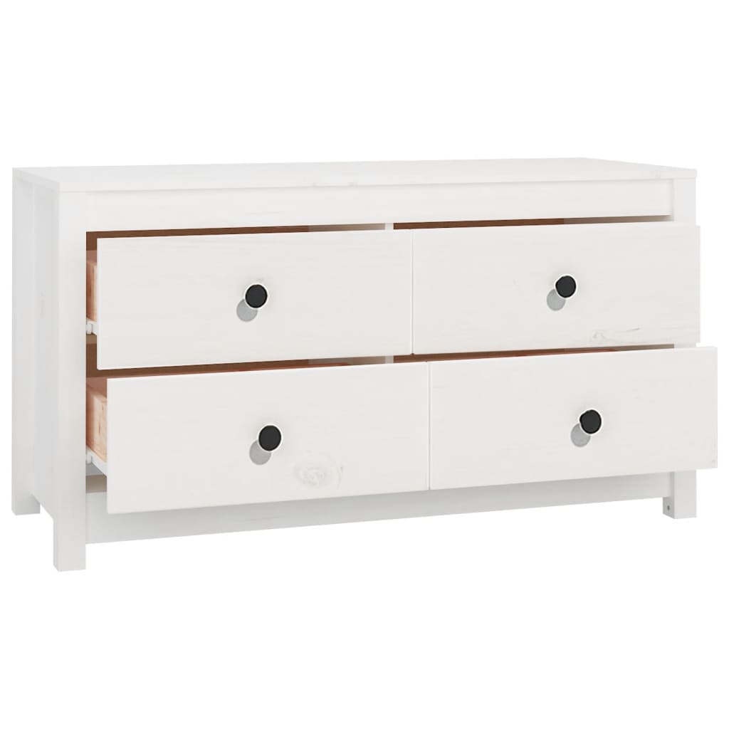 vidaXL Komoda, biały, 100x40x54 cm, lite drewno sosnowe