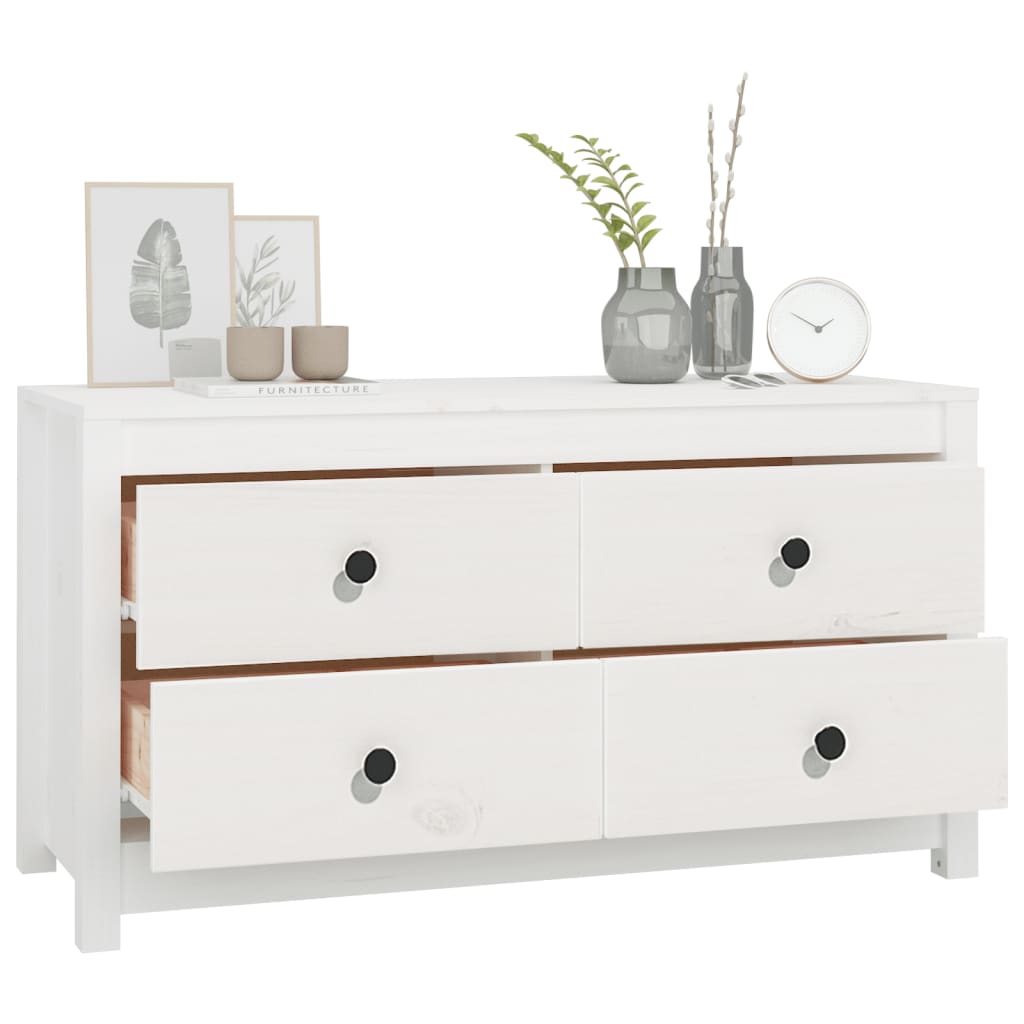 vidaXL Komoda, biały, 100x40x54 cm, lite drewno sosnowe