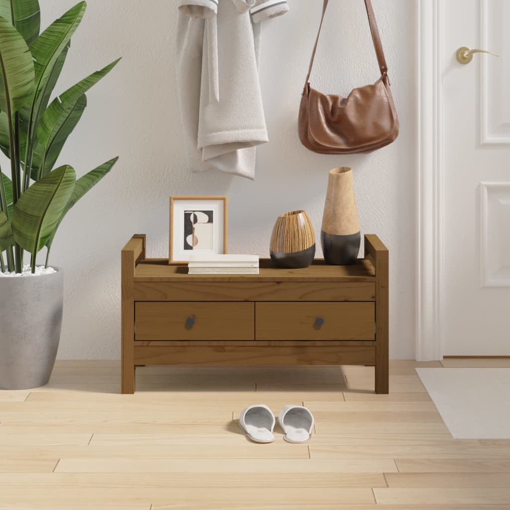 vidaXL Ławka do przedpokoju, miodowy brąz, 80x40x43 cm, drewno sosnowe