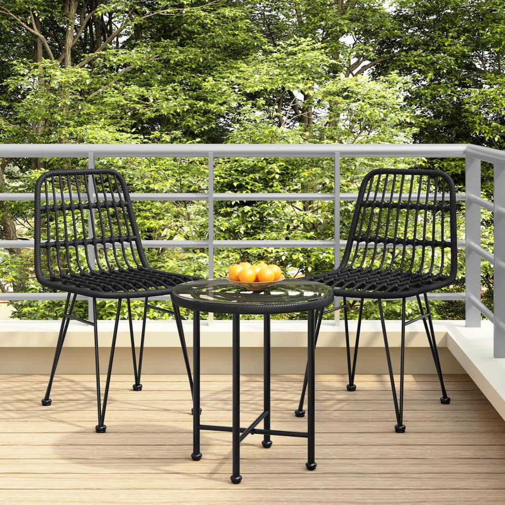 vidaXL Krzesła ogrodowe, 2 szt., czarne, 48x62x84 cm, rattan PE