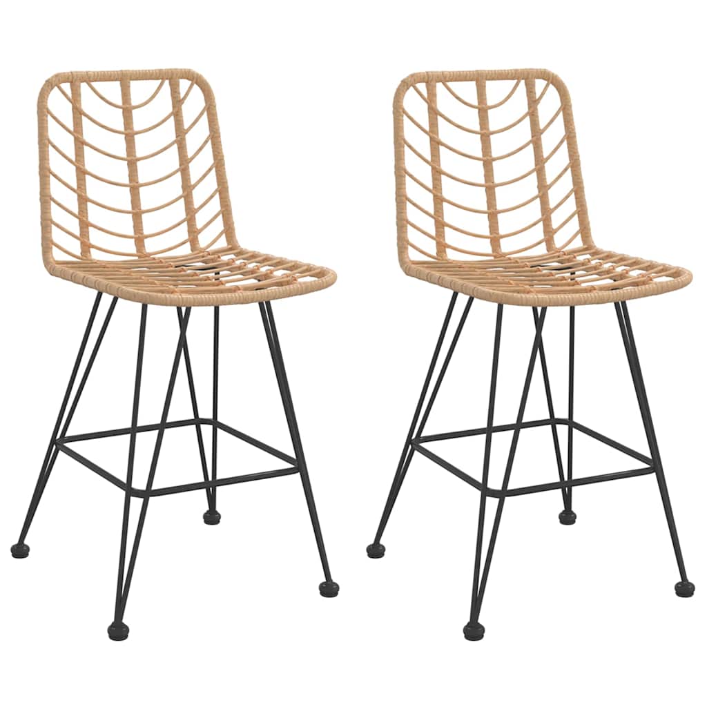 vidaXL Stołki barowe, 2 szt., 45x56x103,5 cm, PE, rattan i stal