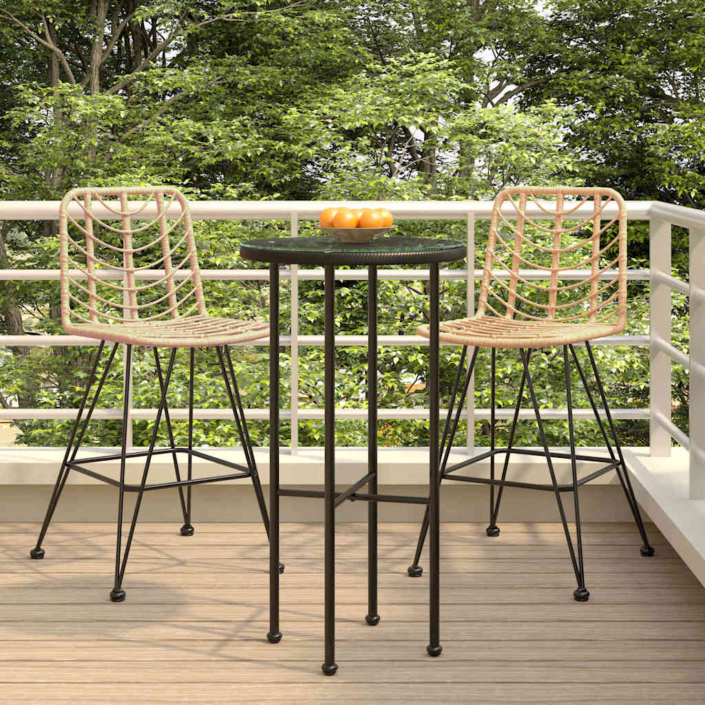vidaXL Stołki barowe, 2 szt., 45x56x103,5 cm, PE, rattan i stal
