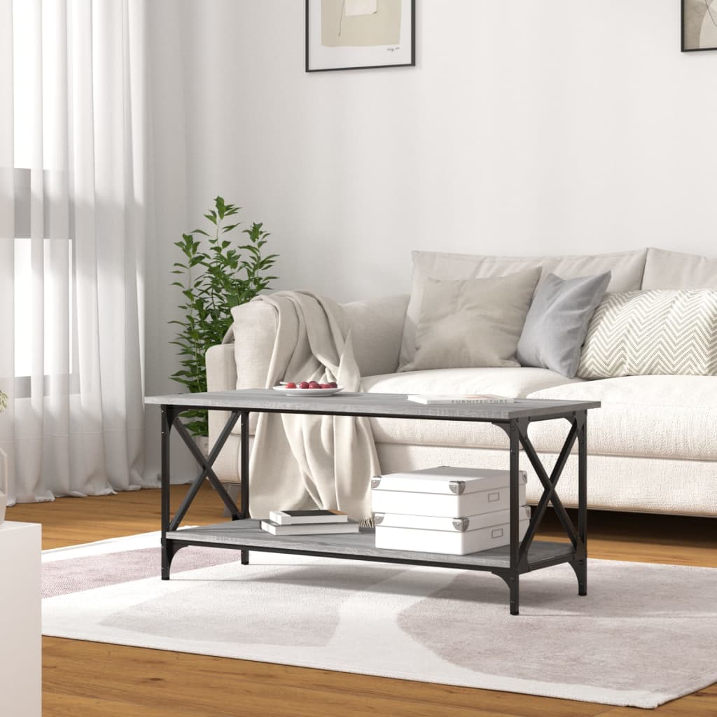 vidaXL Stolik kawowy, szary dąb sonoma, 100x45x45 cm