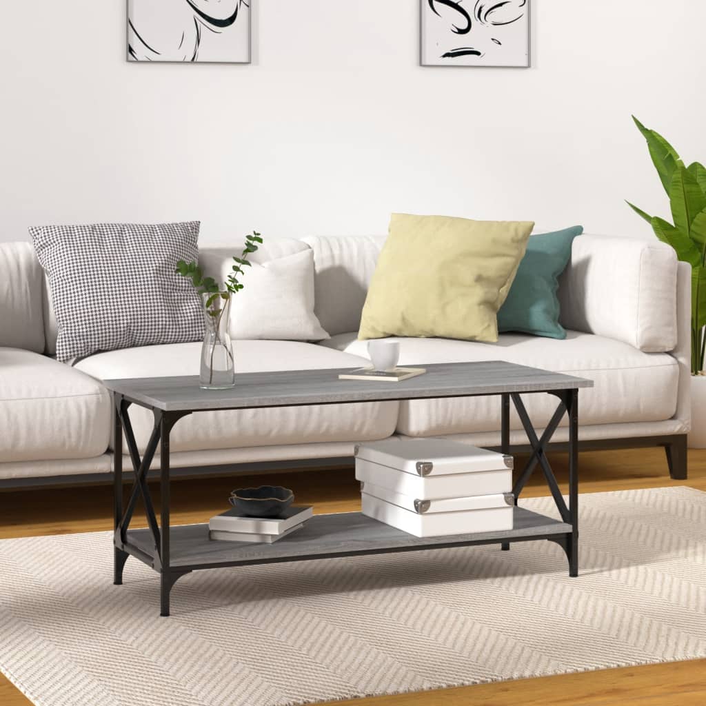 vidaXL Stolik kawowy, szary dąb sonoma, 100x45x45 cm