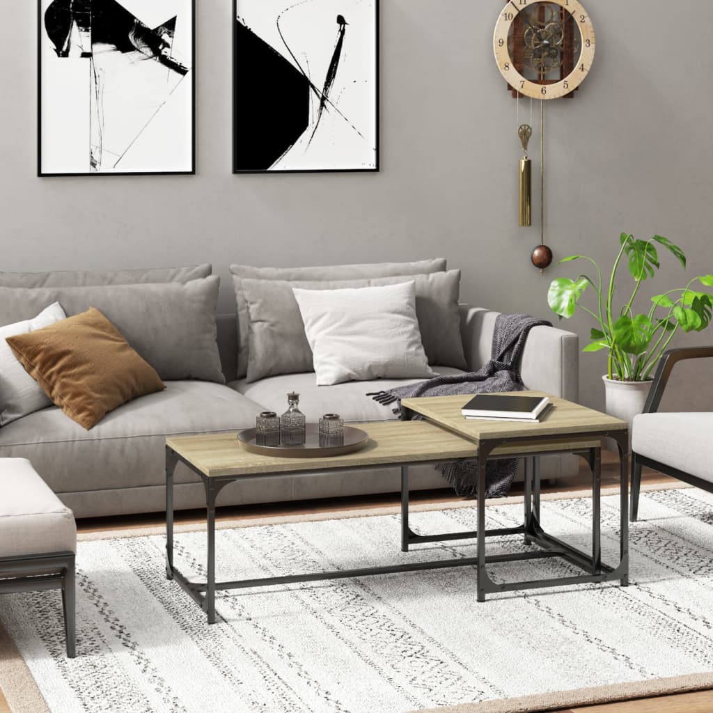 vidaXL Stoliki kawowe, 2 szt., dąb sonoma, materiał drewnopochodny