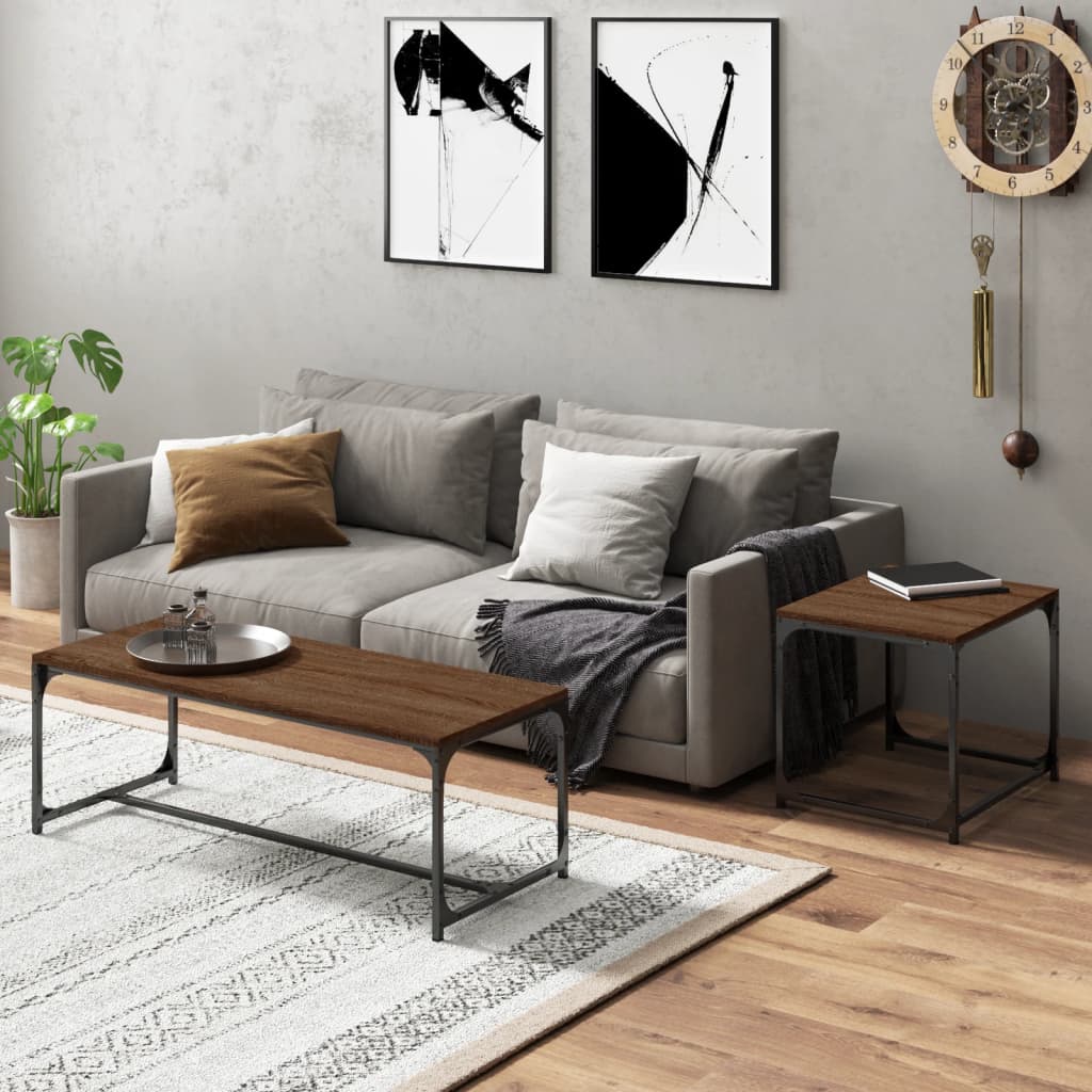 vidaXL Stoliki kawowe, 2 szt., brązowy dąb, materiał drewnopochodny