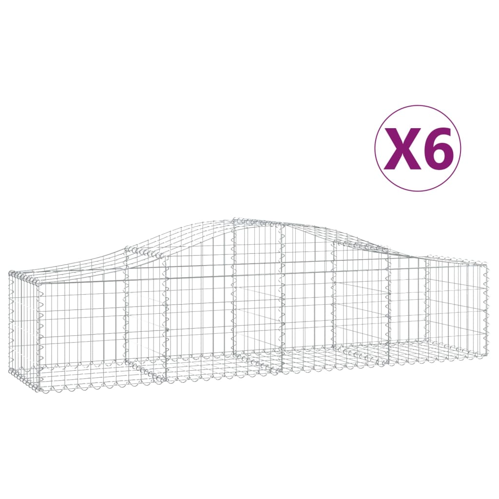 vidaXL Kosze gabionowe, 6 szt, 200x50x40/60 cm, galwanizowane żelazo