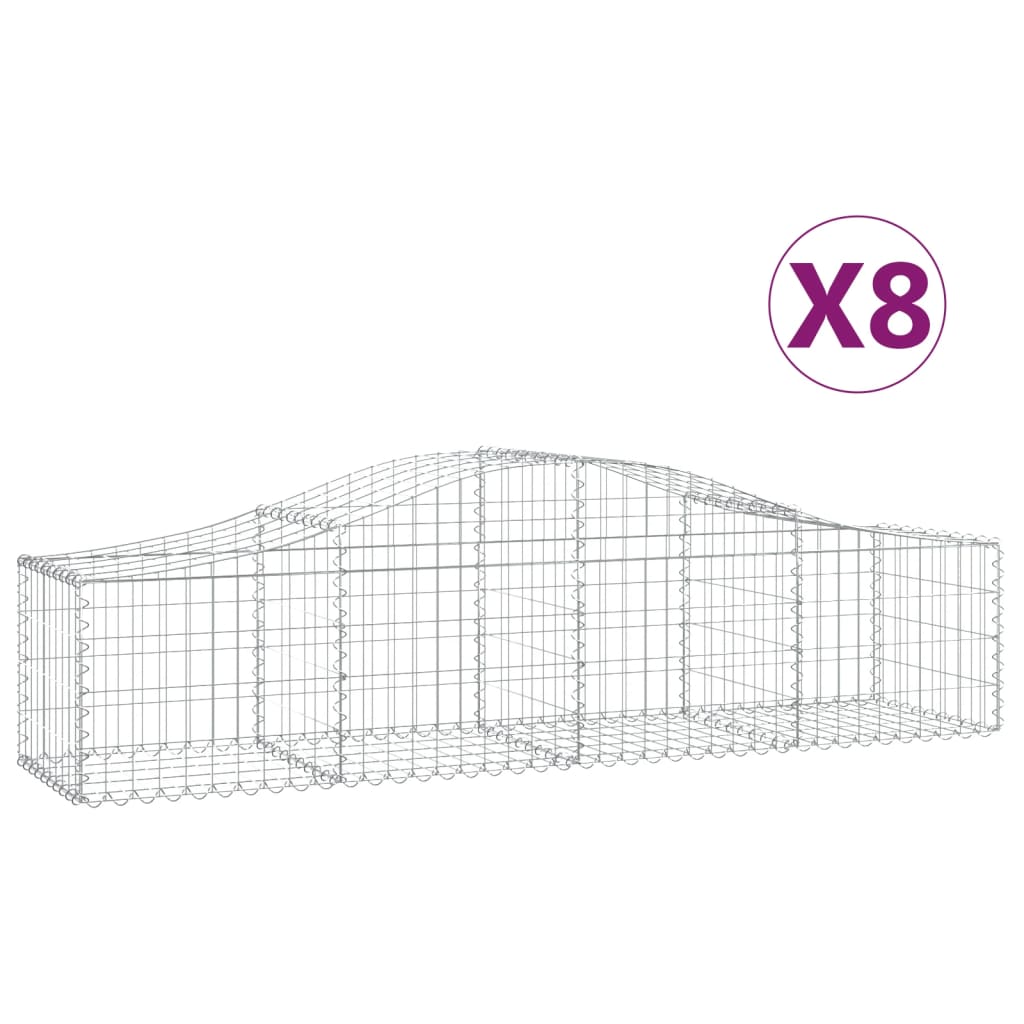 vidaXL Kosze gabionowe, 8 szt, 200x50x40/60 cm, galwanizowane żelazo