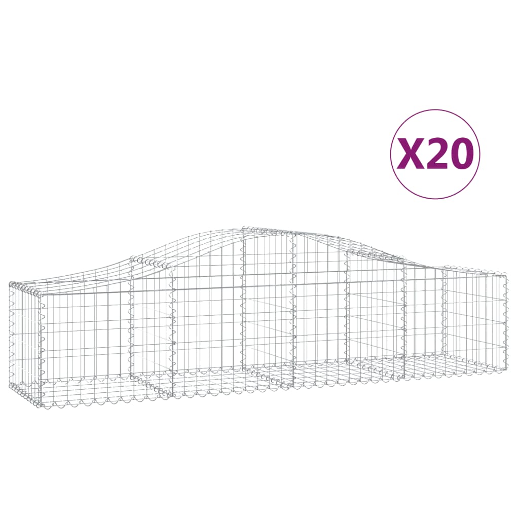vidaXL Kosze gabionowe, 20 szt, 200x50x40/60 cm, galwanizowane żelazo