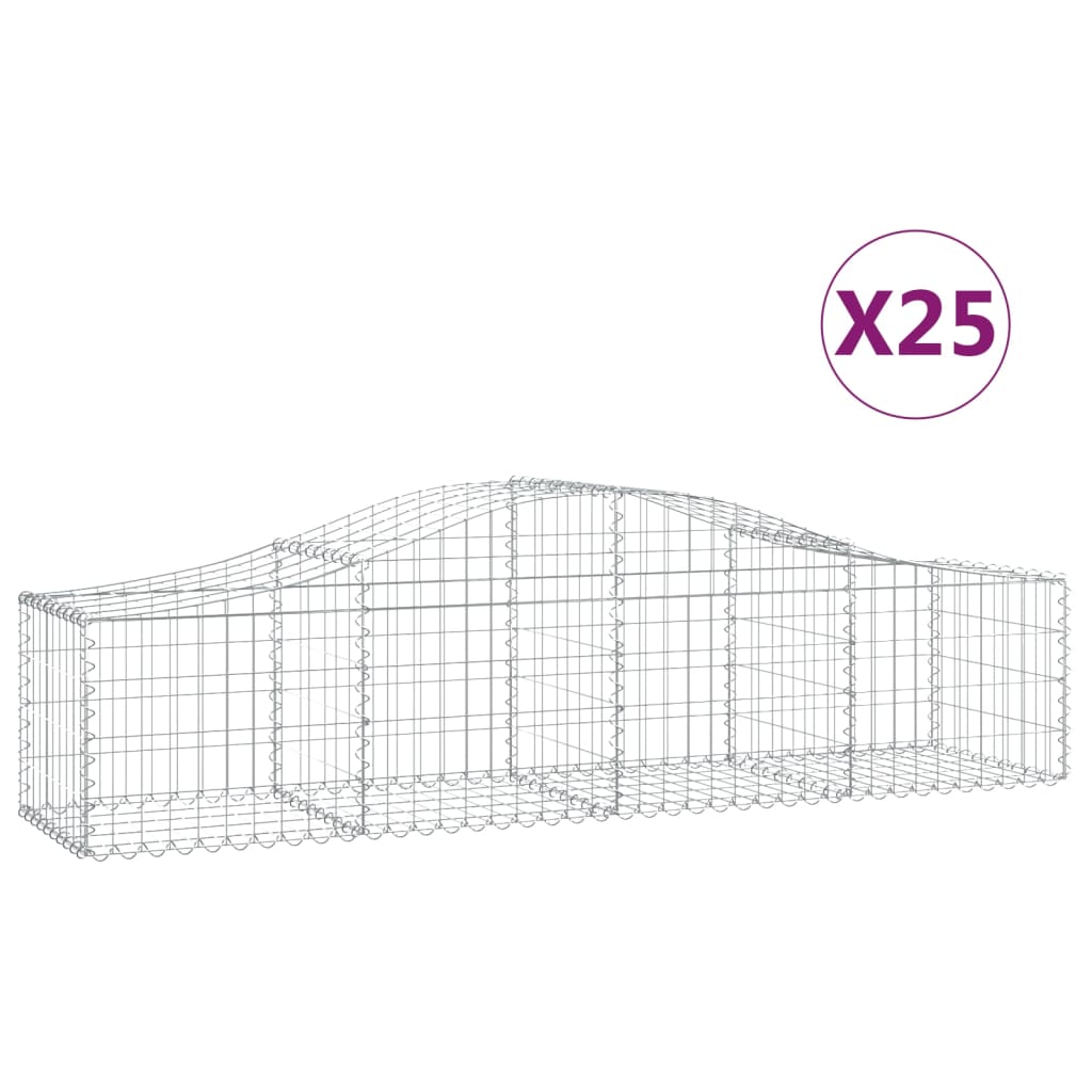 vidaXL Kosze gabionowe, 25 szt, 200x50x40/60 cm, galwanizowane żelazo