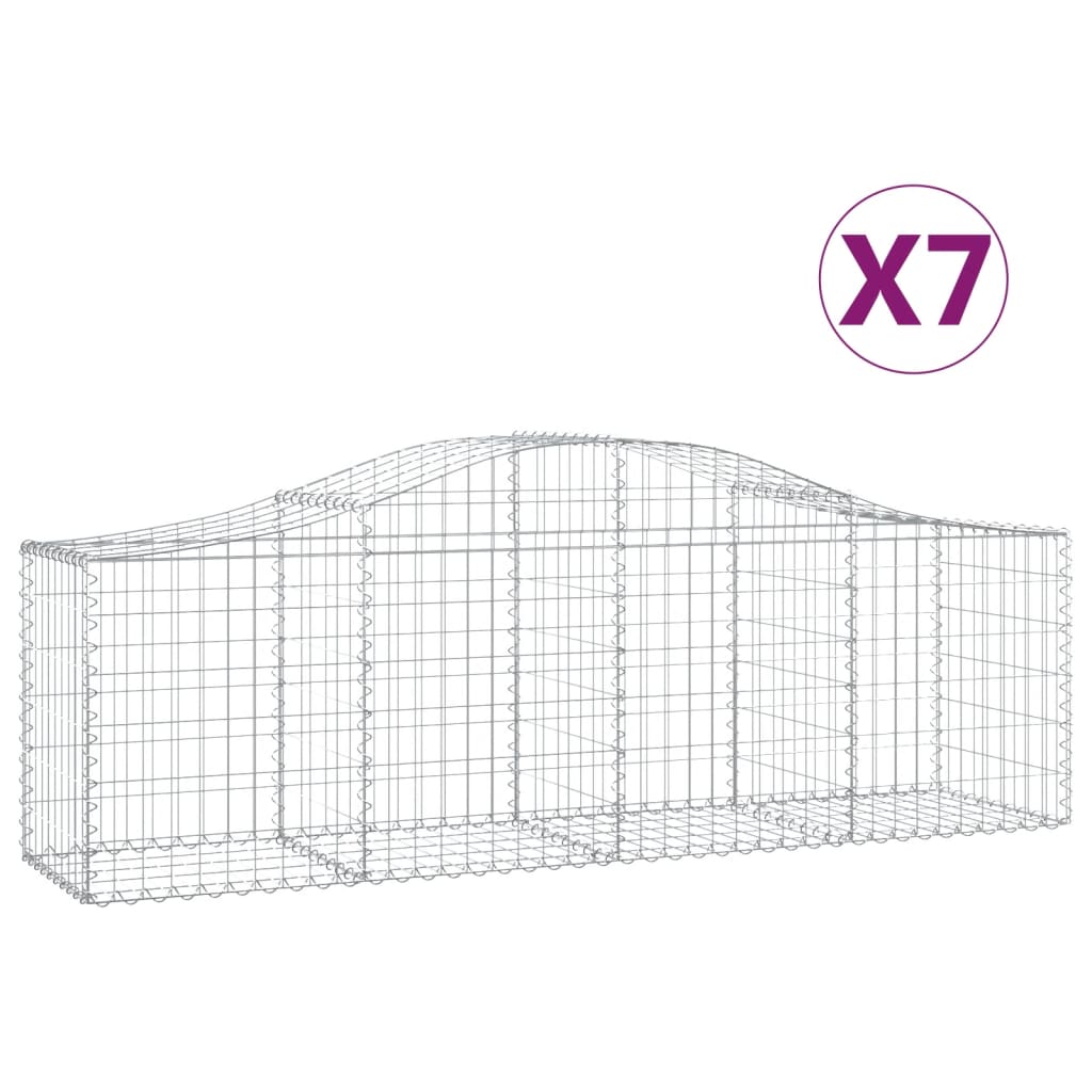 vidaXL Kosze gabionowe, 7 szt, 200x50x60/80 cm, galwanizowane żelazo