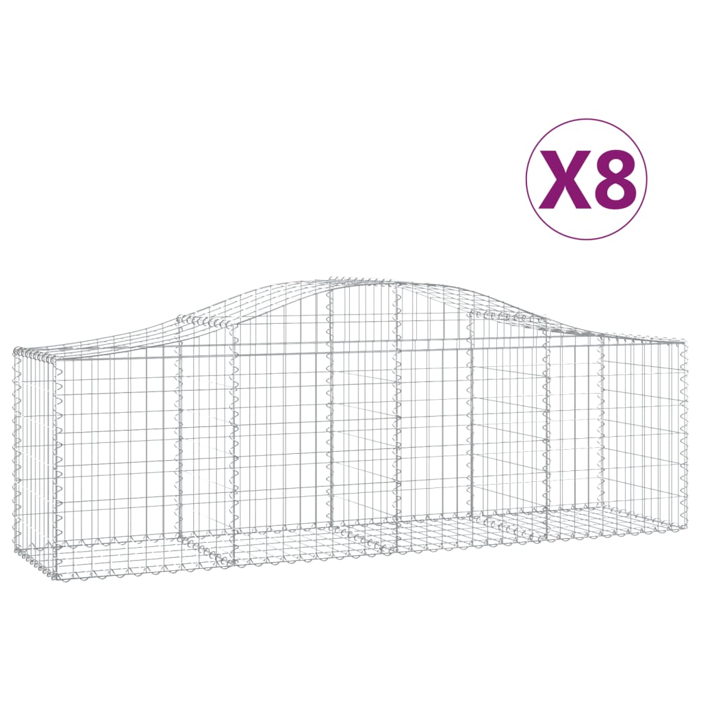vidaXL Kosze gabionowe, 8 szt, 200x50x60/80 cm, galwanizowane żelazo