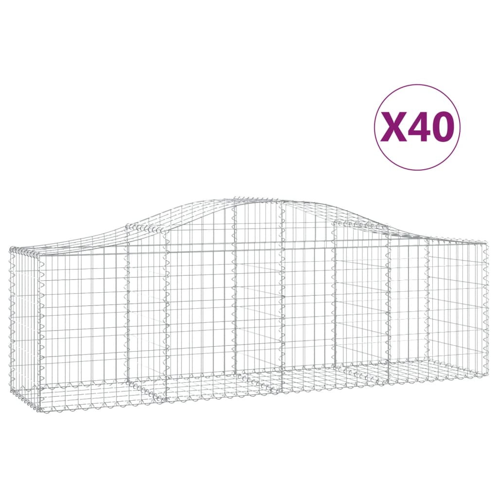 vidaXL Kosze gabionowe, 40 szt, 200x50x60/80 cm, galwanizowane żelazo