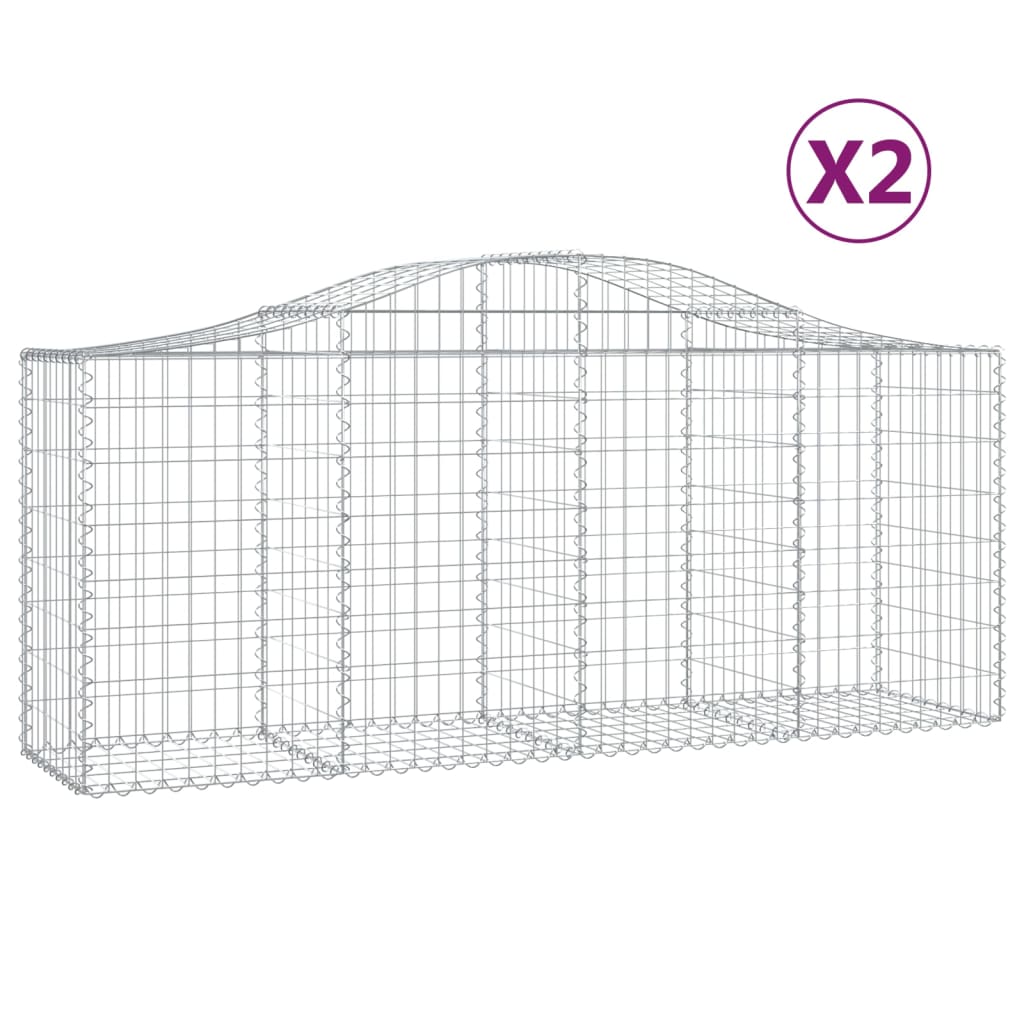 vidaXL Kosze gabionowe, 2 szt, 200x50x80/100 cm, galwanizowane żelazo