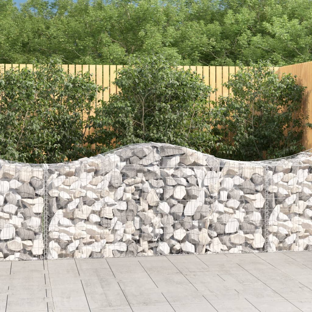 vidaXL Kosze gabionowe, 2 szt, 200x50x80/100 cm, galwanizowane żelazo