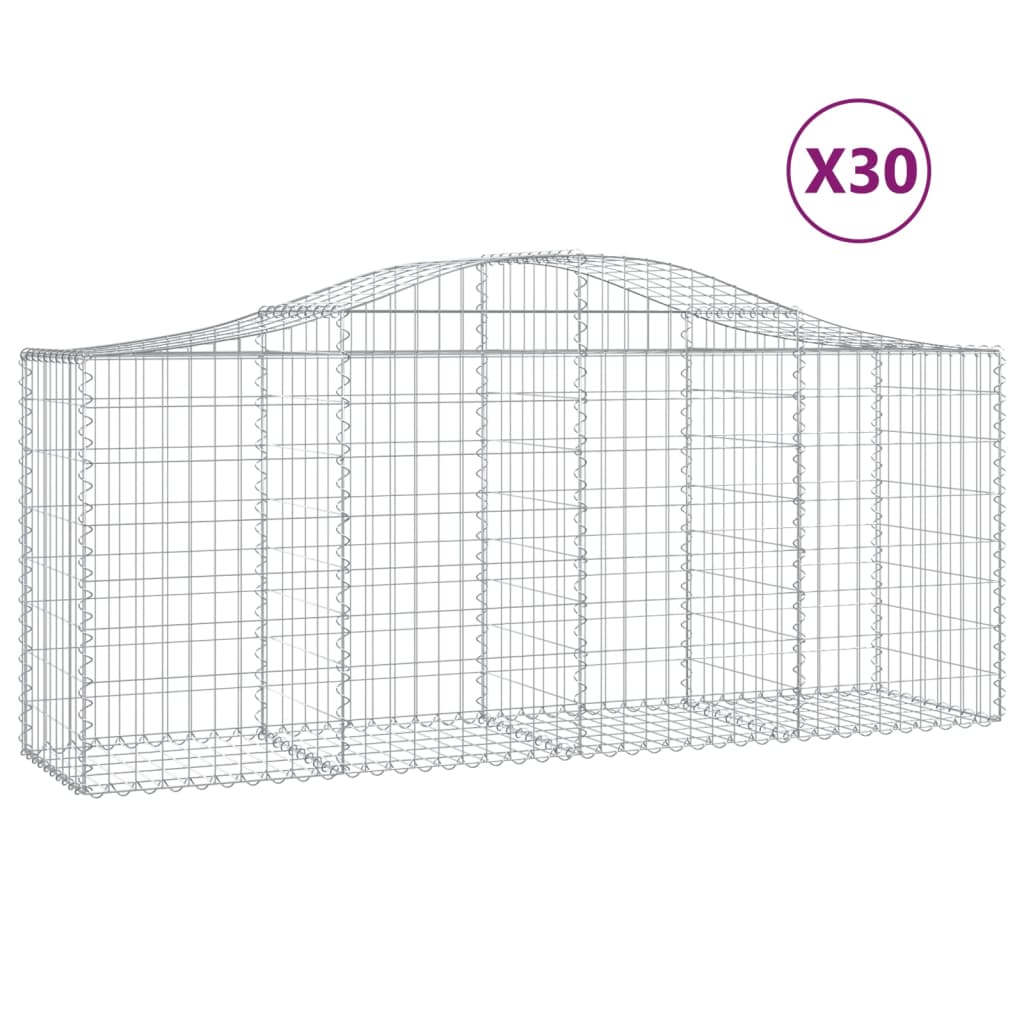vidaXL Kosze gabionowe, 30 szt, 200x50x80/100 cm, galwanizowane żelazo