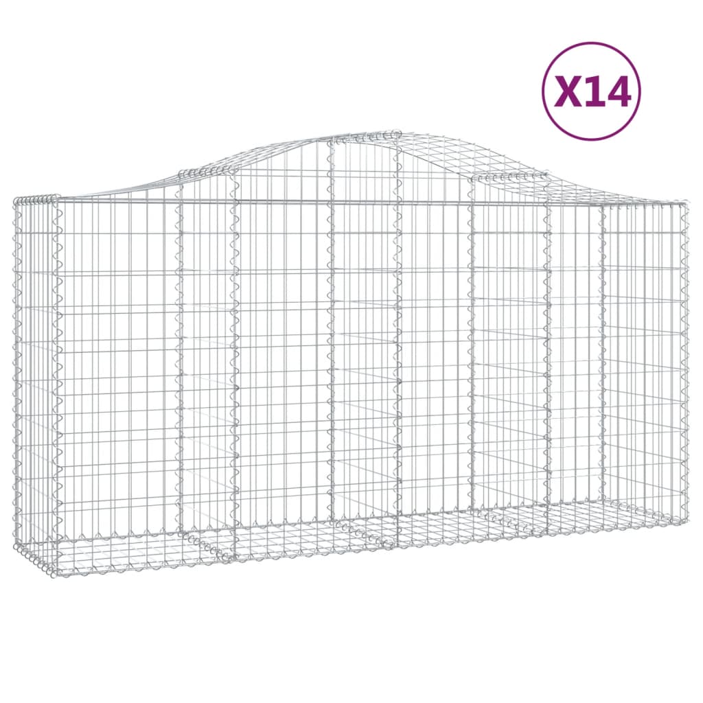 vidaXL Kosze gabionowe, 14 szt, 200x50x100/120cm, galwanizowane żelazo