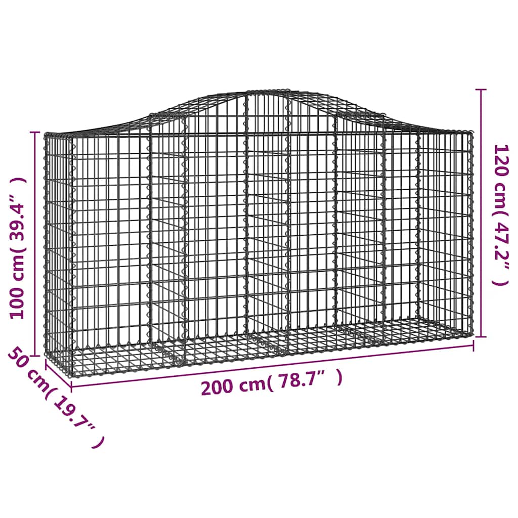 vidaXL Kosze gabionowe, 18 szt, 200x50x100/120cm, galwanizowane żelazo