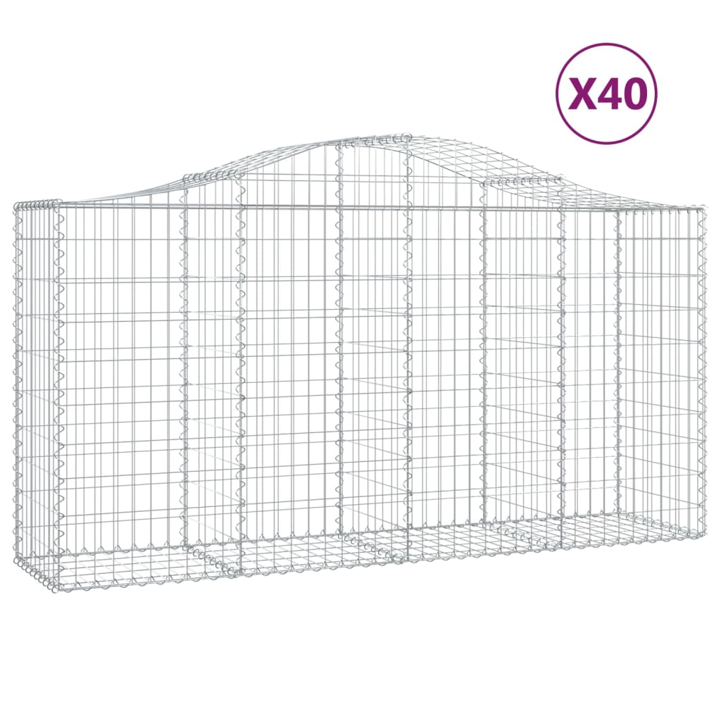vidaXL Kosze gabionowe, 40 szt, 200x50x100/120cm, galwanizowane żelazo