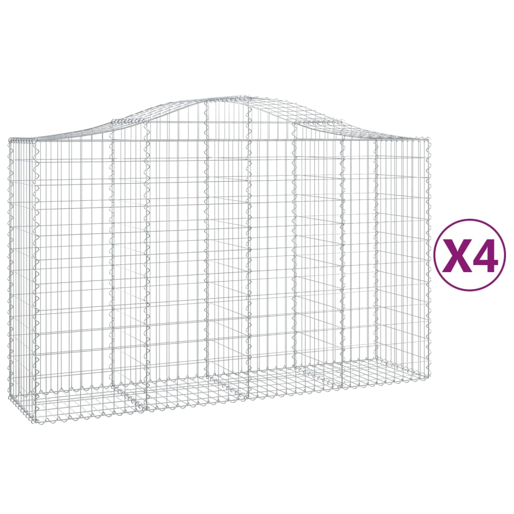 vidaXL Kosze gabionowe, 4 szt, 200x50x120/140 cm, galwanizowane żelazo