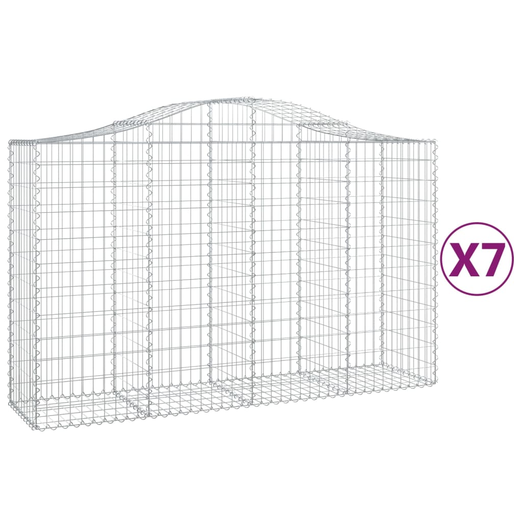vidaXL Kosze gabionowe, 7 szt, 200x50x120/140 cm, galwanizowane żelazo