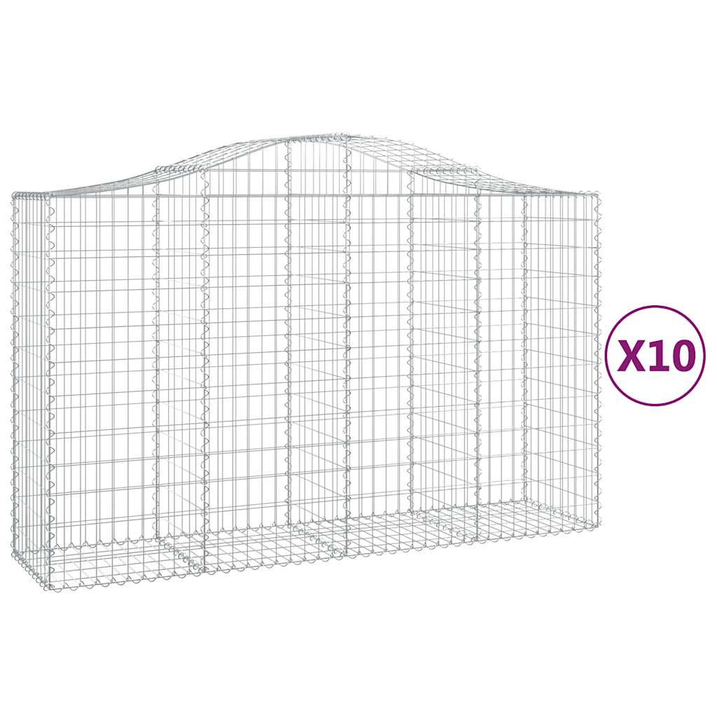 vidaXL Kosze gabionowe, 10 szt, 200x50x120/140cm, galwanizowane żelazo