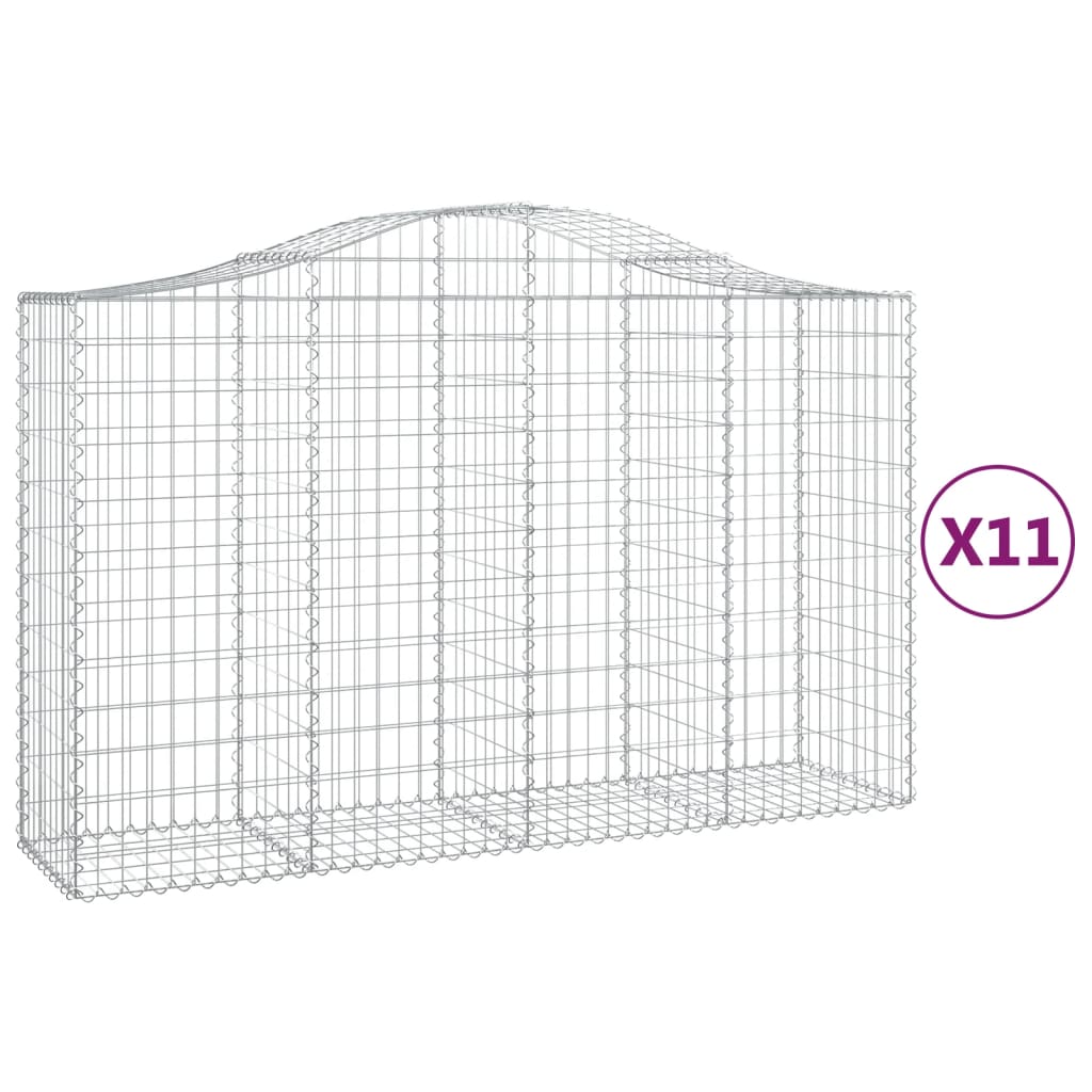 vidaXL Kosze gabionowe, 11 szt, 200x50x120/140cm, galwanizowane żelazo