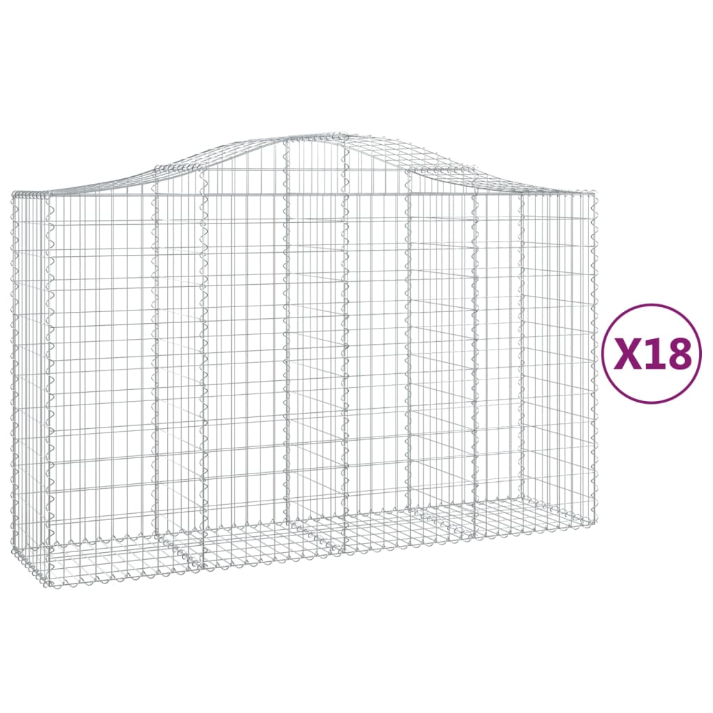 vidaXL Kosze gabionowe, 18 szt, 200x50x120/140cm, galwanizowane żelazo