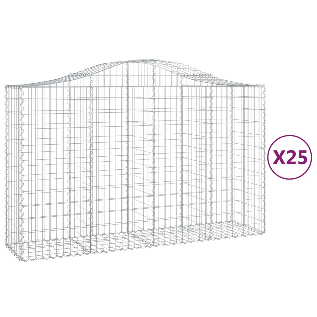 vidaXL Kosze gabionowe, 25 szt, 200x50x120/140cm, galwanizowane żelazo