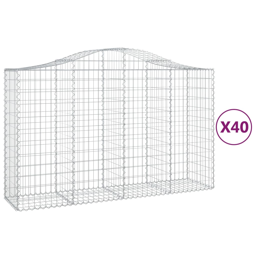 vidaXL Kosze gabionowe, 40 szt, 200x50x120/140cm, galwanizowane żelazo