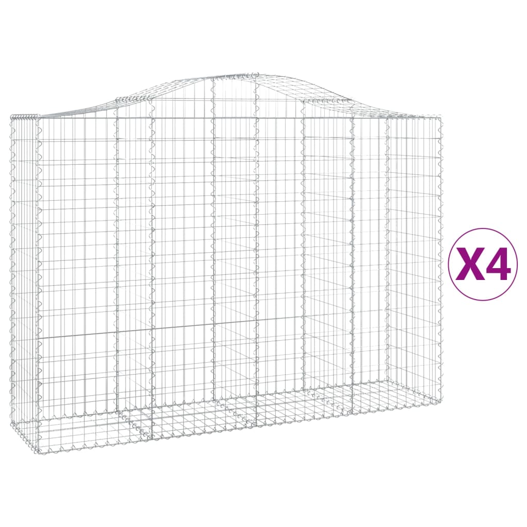 vidaXL Kosze gabionowe, 4 szt, 200x50x140/160 cm, galwanizowane żelazo