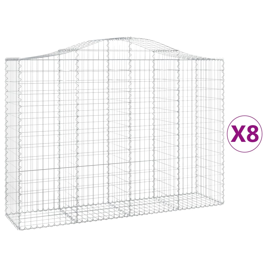 vidaXL Kosze gabionowe, 8 szt, 200x50x140/160 cm, galwanizowane żelazo