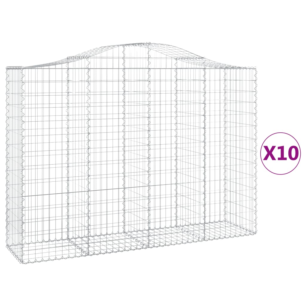 vidaXL Kosze gabionowe, 10 szt, 200x50x140/160cm, galwanizowane żelazo