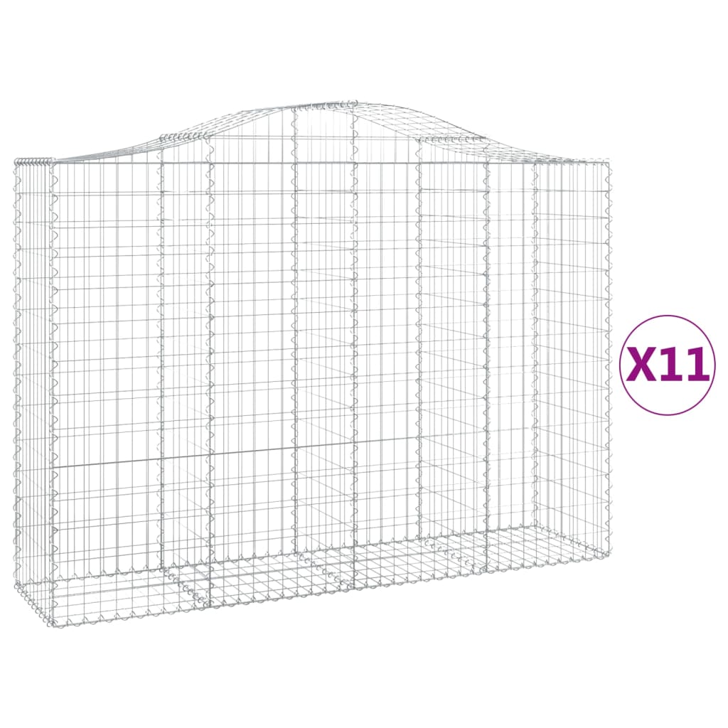 vidaXL Kosze gabionowe, 11 szt, 200x50x140/160cm, galwanizowane żelazo