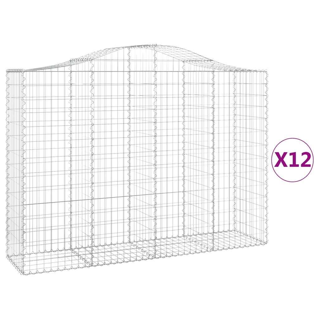 vidaXL Kosze gabionowe, 12 szt, 200x50x140/160cm, galwanizowane żelazo