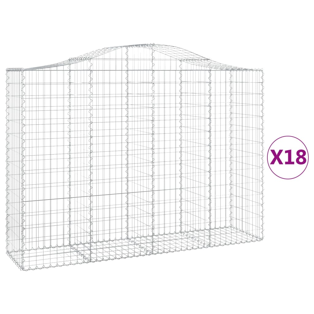 vidaXL Kosze gabionowe, 18 szt, 200x50x140/160cm, galwanizowane żelazo