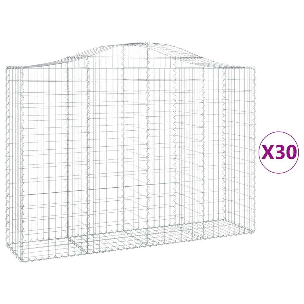 vidaXL Kosze gabionowe, 30 szt, 200x50x140/160cm, galwanizowane żelazo