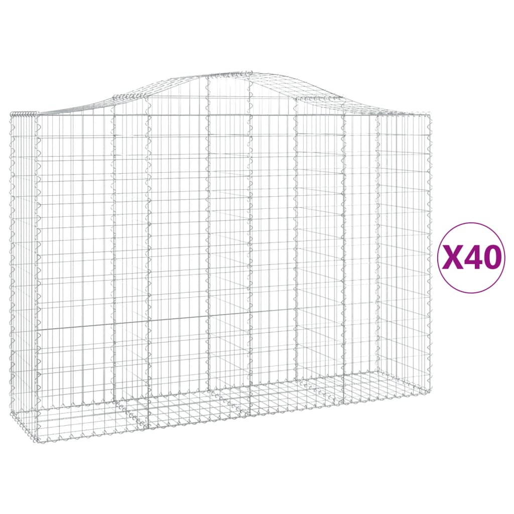 vidaXL Kosze gabionowe, 40 szt, 200x50x140/160cm, galwanizowane żelazo