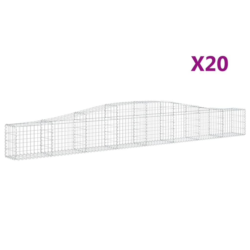 vidaXL Kosze gabionowe, 20 szt, 400x30x40/60 cm, galwanizowane żelazo