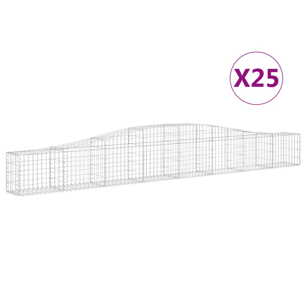 vidaXL Kosze gabionowe, 25 szt, 400x30x40/60 cm, galwanizowane żelazo