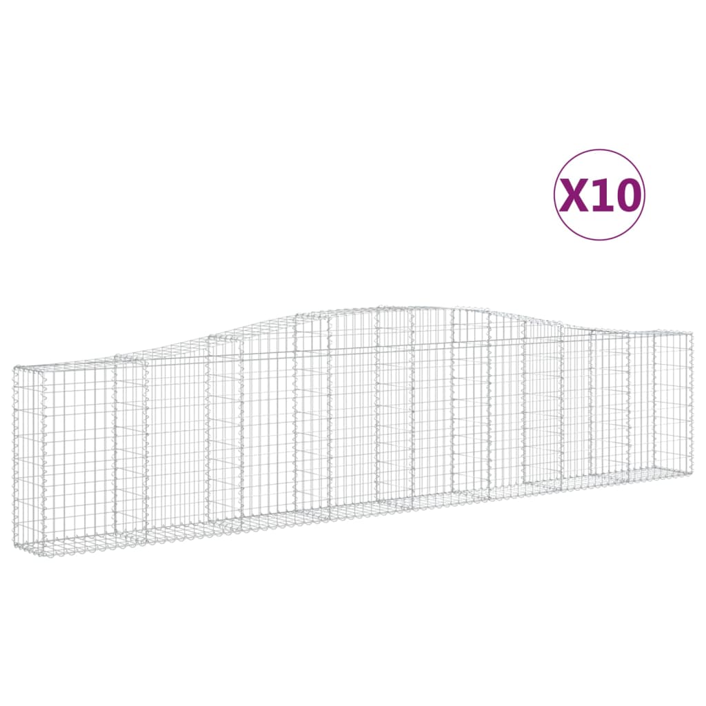 vidaXL Kosze gabionowe, 10 szt, 400x30x80/100 cm, galwanizowane żelazo