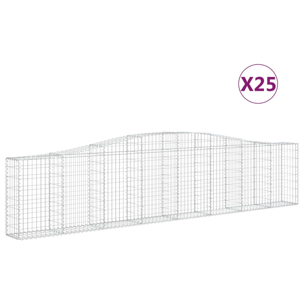 vidaXL Kosze gabionowe, 25 szt, 400x30x80/100 cm, galwanizowane żelazo