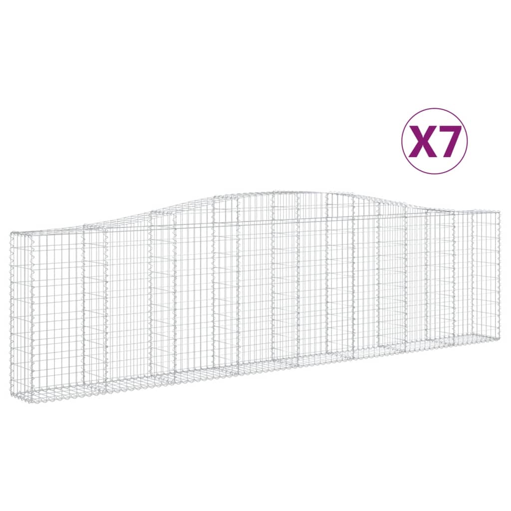 vidaXL Kosze gabionowe, 7 szt, 400x30x100/120 cm, galwanizowane żelazo