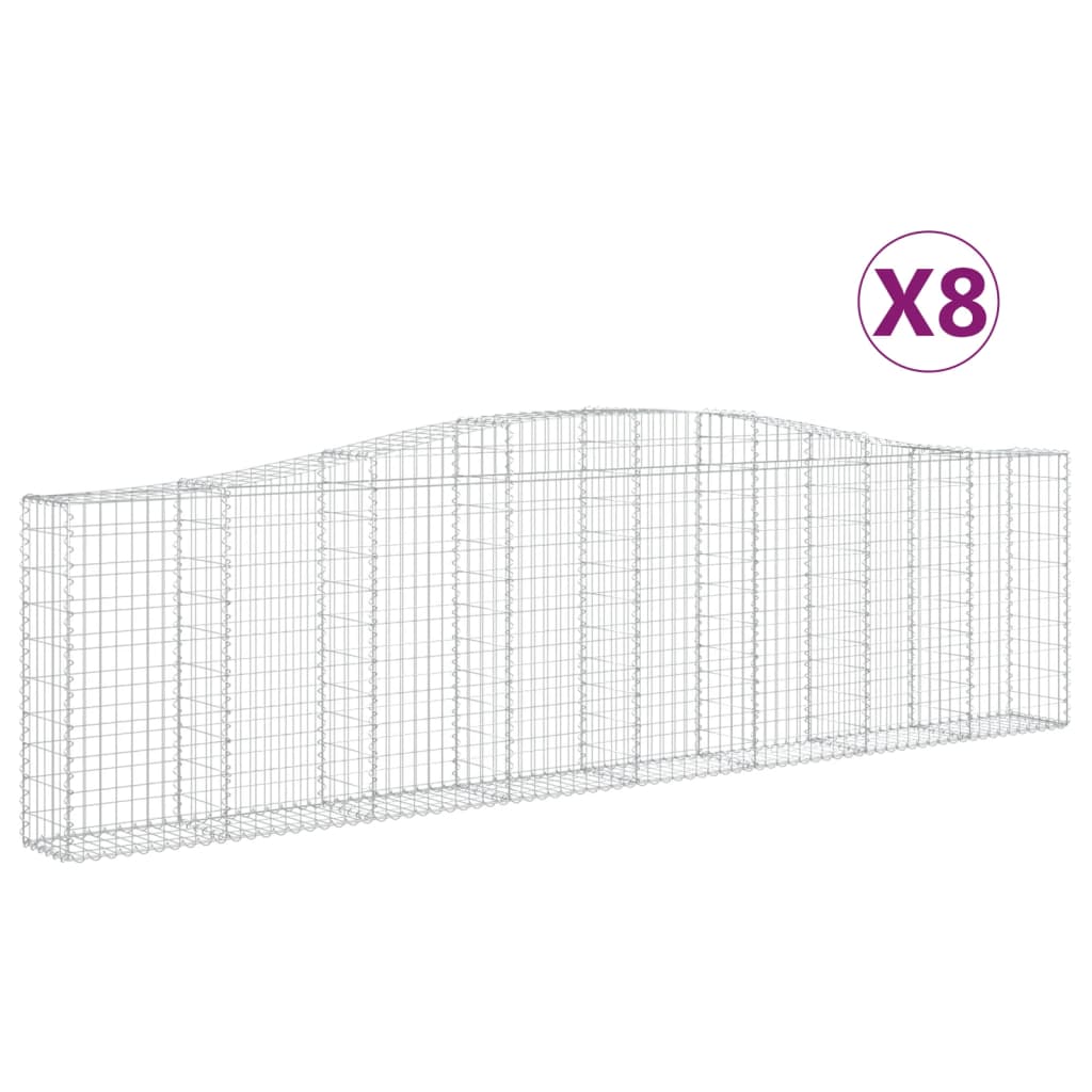 vidaXL Kosze gabionowe, 8 szt, 400x30x100/120 cm, galwanizowane żelazo